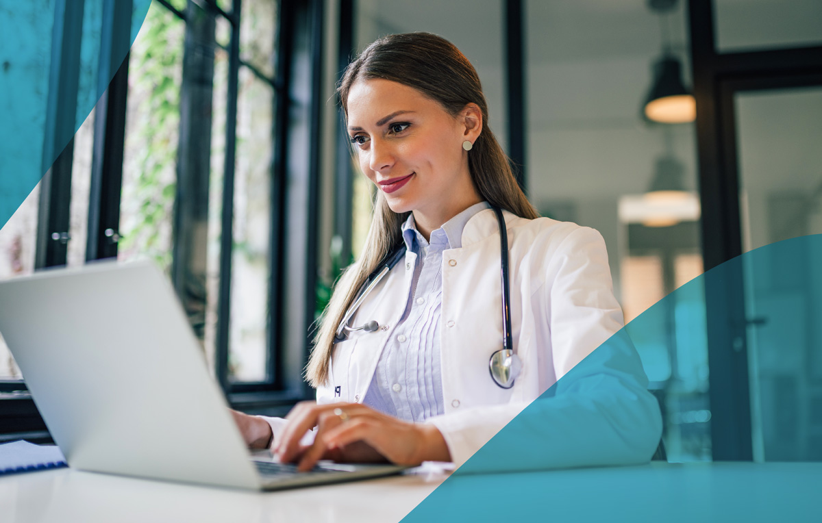 Medical professional working online